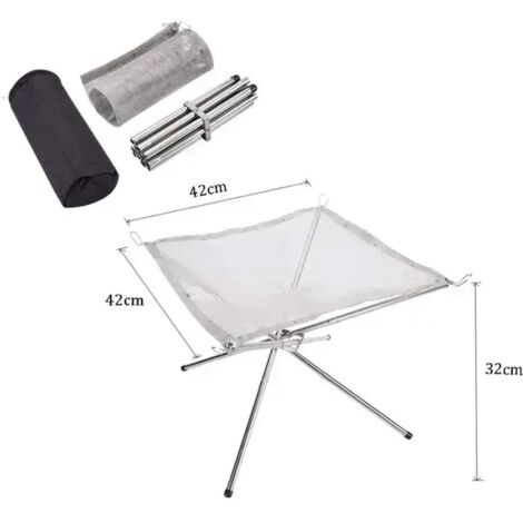 Brasero portable d'extérieur, support de feu pliable en acier inoxydable, brasero à bois, réchaud de cuisson portable (1/4)