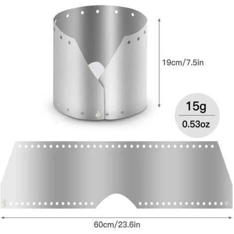 Réchaud de camping portable ultra-léger et ultra-mince en titane avec pare-vent et plaque coupe-vent (1/4)