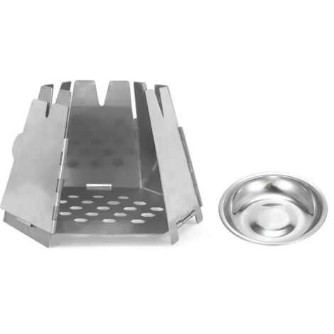 Réchaud à bois pliable en acier inoxydable, hexagonal, idéal pour le camping, les pique-niques et la randonnée. Réchaud de cuisine portable. (1/5)
