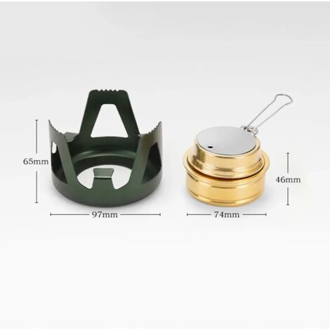 Réchaud à gaz de camping robuste et durable, puissance de feu réglable, mini réchaud à alcool portable, support en alliage d'aluminium, idéal pour les pique-niques en plein air. (1/5)
