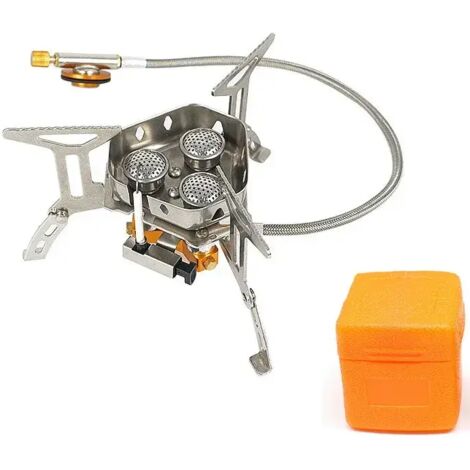 Réchaud à gaz portable de camping, brûleur et ustensiles de cuisine, équipement de camping, haute puissance, pliable, pour les voyages, réchaud de cuisine portable à feu puissant (1/5)