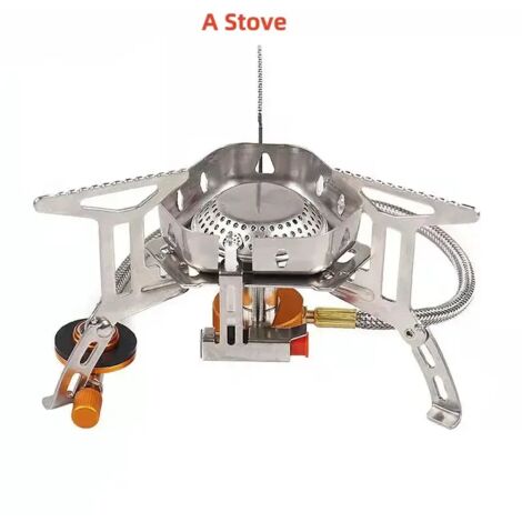 Réchaud de camping portable et pliable en acier inoxydable, coupe-vent et résistant aux intempéries. (1/5)