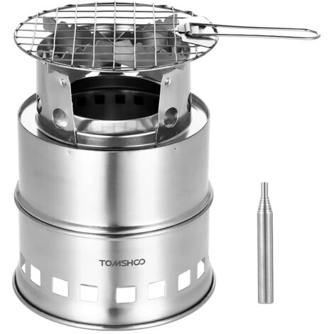 Réchaud à bois portable pliable et coupe-vent, compact, en acier inoxydable, pour le camping et les loisirs de plein air. Idéal pour les barbecues et les touristes. Réchaud de cuisine portable. (1/5)