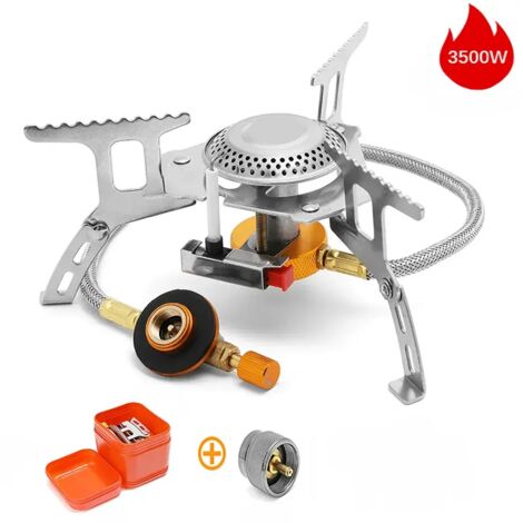 Réchaud de camping portable et coupe-vent, idéal pour les pique-niques et les campings. Brûleur de survie 5800W, grande puissance, pliable, pour la cuisson à gaz. (1/5)