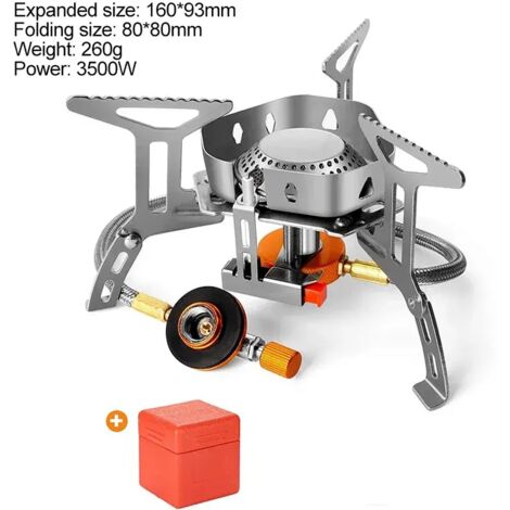 Réchaud à gaz portable de camping, brûleur et ustensiles de cuisine, équipement de camping, haute puissance, pliable, pour les voyages, réchaud de cuisine portable à feu puissant (1/5)