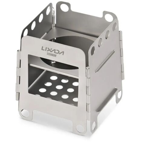 Réchaud à bois pliable et portable en titane, léger et compact, avec mini réchaud à alcool, idéal pour le camping, la cuisine en plein air et les pique-niques. (1/5)