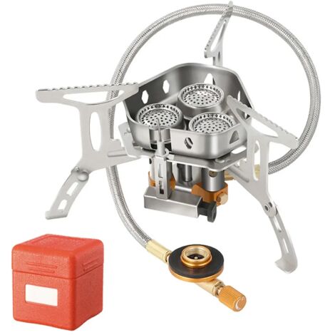 Réchaud à gaz portable 5800W pour camping et tourisme, avec 3 brûleurs, allumage facile. (1/4)