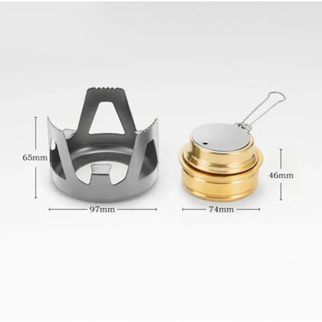 Réchaud à gaz de camping robuste et durable, puissance de feu réglable, mini réchaud à alcool portable, support en alliage d'aluminium, idéal pour les pique-niques en plein air. (1/5)