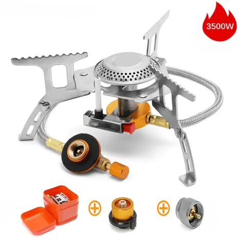 Réchaud à gaz de camping puissant, résistant au vent, brûleur touristique portable, réchaud de camping, équipement de chauffage pour pique-nique et randonnée en plein air, réchauds de cuisine portable (1/5)