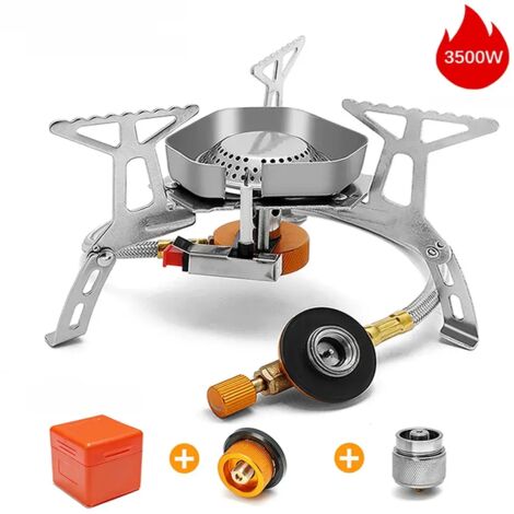 Réchaud à gaz de camping puissant, résistant au vent, brûleur touristique portable, réchaud de camping, équipement de chauffage pour pique-nique et randonnée en plein air, réchauds de cuisine portable (1/5)