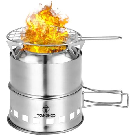 Réchaud à bois portable pliable et coupe-vent, compact, en acier inoxydable, pour le camping et les loisirs de plein air. Idéal pour les barbecues et les touristes. Réchaud de cuisine portable. (1/4)