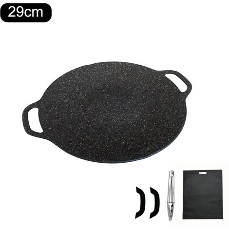 Poêle à griller ronde de 34 cm en fonte épaisse, plancha pour cuisiner, poêle à frire, plaque de cuisson antiadhésive, cuiseur en pierre Maifan, kit de cuisine de camping, réchauds portables