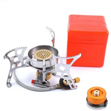 Réchaud à gaz portable de camping, brûleur et ustensiles de cuisine, équipement de camping, haute puissance, pliable, pour les voyages, réchaud de cuisine portable à feu puissant (1/5)