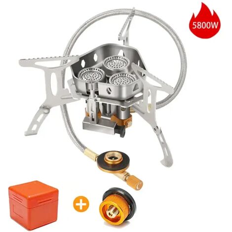 Réchaud à gaz de camping puissant, résistant au vent, brûleur touristique portable, réchaud de camping, équipement de chauffage pour pique-nique et randonnée en plein air, réchauds de cuisine portable (1/5)