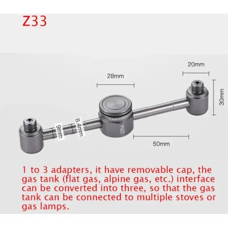 Adaptateur 1 vers 2/3/4 en alliage d'aluminium pour conversion de gaz butane, idéal pour le camping, la randonnée et les réchauds de cuisine portables. (1/5)