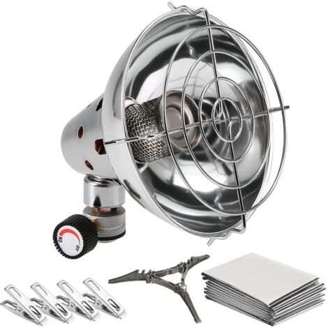 Réchaud à gaz portable avec couverture de survie et 4 pinces, température réglable, outil de survie d'urgence pour le camping, réchaud de cuisine portable. (1/5)