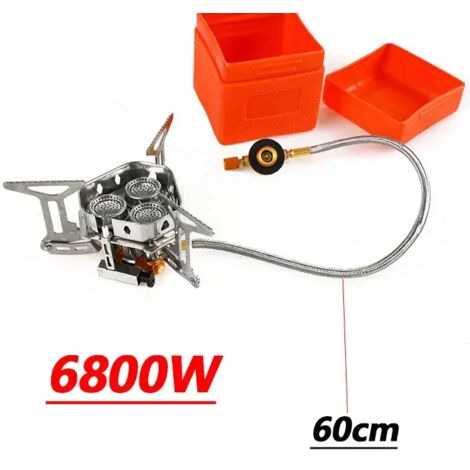 Réchaud à gaz portable d'extérieur 5800W 6800W à trois brûleurs, coupe-vent, pliable et ultraléger, idéal pour les pique-niques et le camping. (1/5)