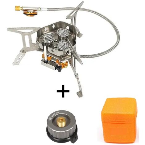 Réchaud à gaz portable d'extérieur 5800W 6800W à trois brûleurs, coupe-vent, pliable et ultraléger, idéal pour les pique-niques et le camping. (1/5)