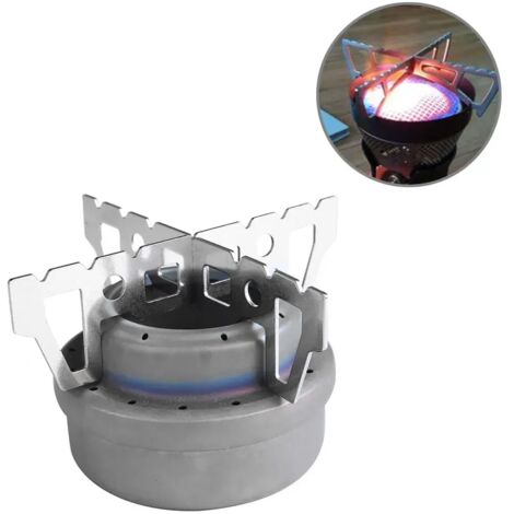 Réchaud à alcool de camping compact en métal, idéal pour la randonnée, la cuisine en pique-nique et les activités de plein air. Avec support, couvercle et sac de rangement. Réchaud de cuisine portable (1/5)