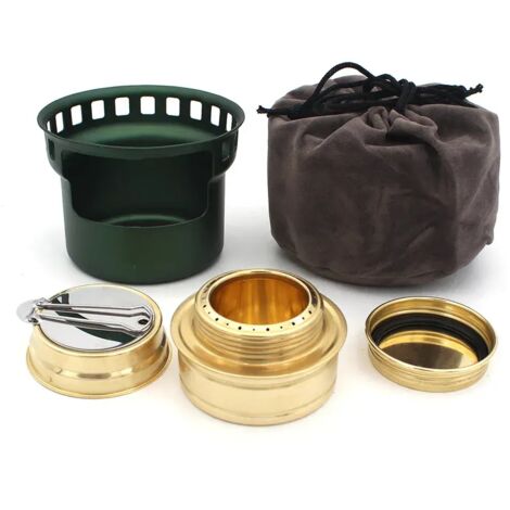 Réchaud à alcool de camping, réchaud à alcool liquide ou solide avec sac, réchaud de cuisine portable (1/4)