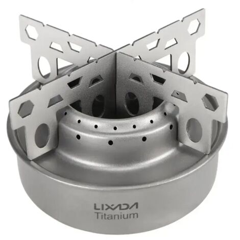 Mini réchaud à alcool en titane, portable, pour le camping, la randonnée et les pique-niques. Réchaud de camping avec couvercle. Réchaud de cuisine portable. (1/5)