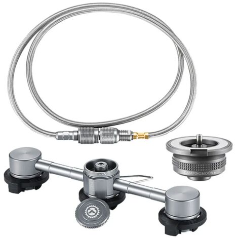 Adaptateur butane 3 en 1 avec tuyau d'extension, adaptateur de fournaise de type fendu, adaptateur de conversion de tête de cartouche de gaz, buse, réchauds de cuisine portables de type bouteille (1/5)