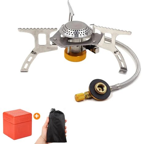 Réchaud à gaz de camping coupe-vent, puissant et pliable, pour pique-nique et randonnée. Cuisinière à gaz portable et pliable. (1/5)