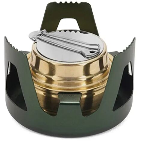 Réchaud à alcool miniature portable ultraléger en laiton pour le camping et les excursions en pleine nature. (1/5)