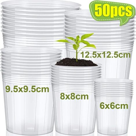 Pot de fleurs transparent (8 x 8 cm, 20 pièces) - Outil de jardinage pour semis, rempotage et plantation