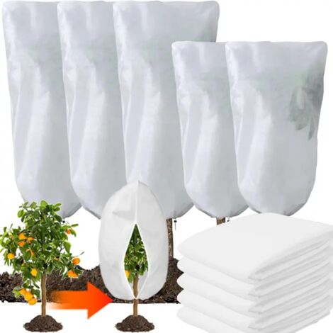 (80 x 100 cm) Housse d'hiver pour plantes, sac de protection contre le gel avec fermeture éclair et cordon de serrage, toile anti-gel réutilisable pour arbres fruitiers, protection contre les oiseaux (1/5)