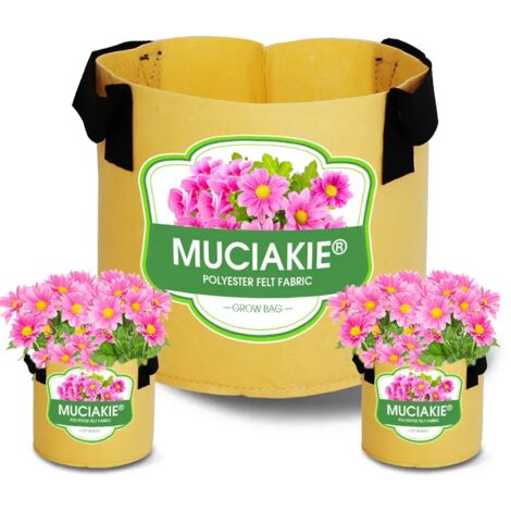 Sac de culture noir de 15 gallons (diamètre 50 x hauteur 30 cm) avec poignées, en tissu de 1 mm d'épaisseur, idéal pour les légumes du jardin. Pot de fleurs économique. (1/5)