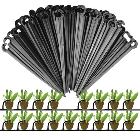 (G-50PCS) Supports de tige fixes à crochet en C de 1/4'' pour tuyau de 4/7 mm, pots de fleurs, système d'irrigation goutte à goutte, serres et serres. (1/5)