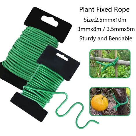 (2,5 mm x 10 m) Attache de support réutilisable pour plantes, fil d'acier recouvert de caoutchouc, accessoire de jardinage robuste et flexible, pour les tiges de fleurs. (1/5)