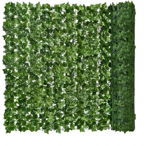 (Pomme vert clair, 50 x 100 cm) Panneaux de haie artificielle en lierre, fausses plantes vertes, brise-vue pour la décoration de votre maison, cour ou jardin extérieur (1/5)