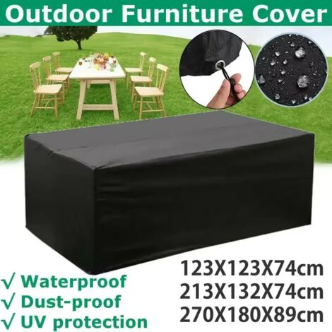 Housse de protection en tissu Oxford 210D (noir, 200 x 160 x 70 cm) pour table de jardin. Imperméable, coupe-vent et anti-UV. (1/5)
