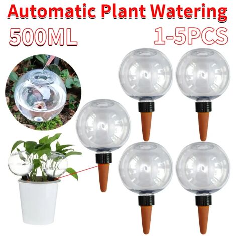 (Lot de 3, Royaume-Uni) Ampoules d'arrosage automatique en plastique de 500 ml, en forme de globe, système d'irrigation goutte à goutte pour plantes en pot (1/5)