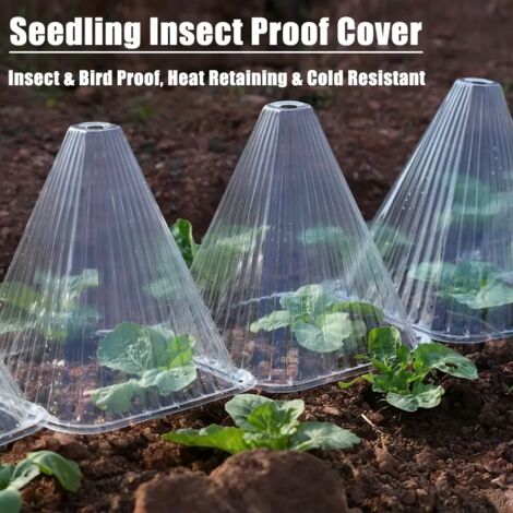 (22 cm, 10 pièces) Couvercle de protection conique pour semis et jeunes plants - Réutilisable - Résistant au froid et aux oiseaux - Tente de plantation (1/5)