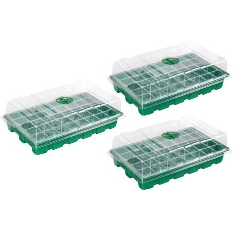 (AE2013) 3 plateaux de semis, propagateur à 40 alvéoles pour la croissance et l'épaississement des semis, avec couvercle transparent, pour serre et jardin. (1/5)