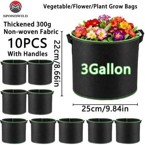 (10 sacs de culture de 3 gallons avec poignées, 10 pièces) (1/5)