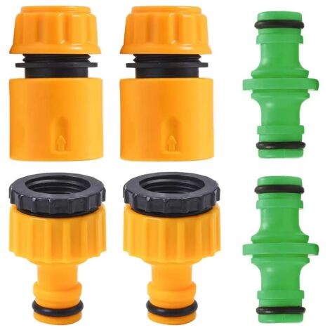 (A-6PCS) Lot de 6 raccords rapides de tuyau d'arrosage en ABS, embout double mâle 1/2", adaptateur et rallonge pour tuyau d'arrosage. (1/5)
