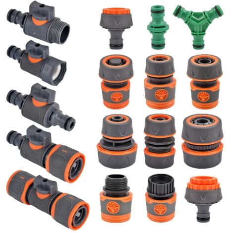 Raccord rapide 1/2" 3/4" 1" – Raccord d'arrêt d'eau – Adapté pour arrosage jardin – Plastique ABS résistant aux UV – 2B