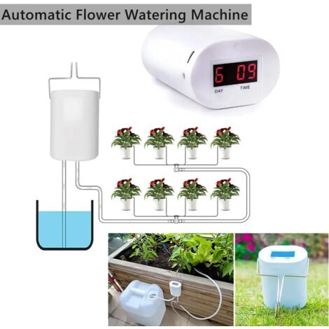 (H8) Kits d'arrosage automatique intelligents à goutte-à-goutte pour plantes, avec système d'arrosage automatique et dispositif à piquer. (1/5)