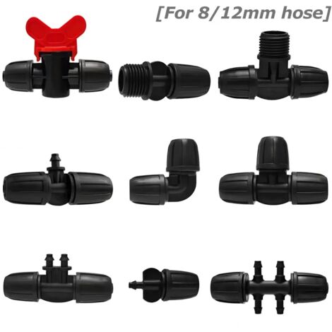 (H, comme illustré) 5 connecteurs anti-goutte pour jardin, connecteurs femelles à verrouillage pour tuyaux PE 8/12 mm et 4/7 mm, adaptateur pour système d'arrosage par micro-aspersion (1/5)
