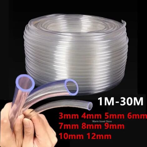 Tuyau en PVC transparent (4 mm x 6 mm, 10 mètres) pour pompe à eau, diamètre intérieur : tuyau pour aquarium ou arrosage de jardin (1/5)