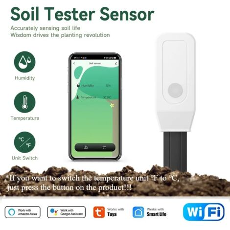 (2 unités WiFi) Testeur de sol intelligent Tuya WiFi, thermomètre et hygromètre, détecteur d'irrigation pour l'automatisation du jardin (1/5)