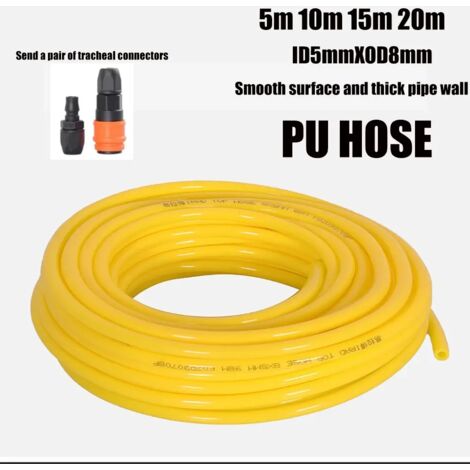 Tuyau d'air comprimé en PU (ID5mm x OD8mm, 20 m) pour compresseur d'air, pompe à air haute pression pneumatique pour le travail du bois, antidéflagrant et antigel. (1/5)