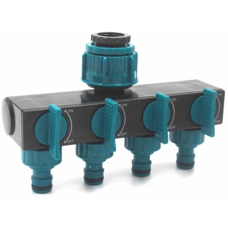 Raccord de tuyau d'arrosage (vert et noir) - Répartiteur de conduite d'eau - Accessoires de jardinage - Connecteur pour système d'irrigation - Pièces et fournitures pour l'agriculture et le jardinage (1/5)