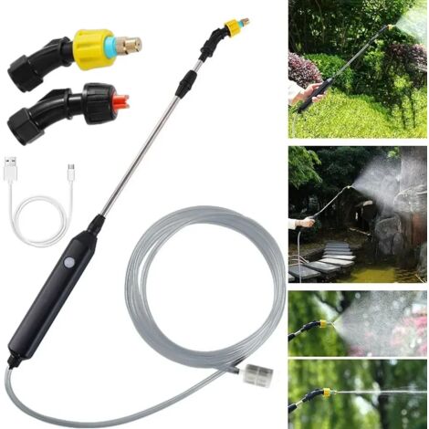 Pulvérisateur électrique rechargeable USB avec 2 buses de brumisation, pulvérisateur de jardin télescopique portable, lance d'arrosage pour pelouse, mauvaises herbes et plantes (1/5)