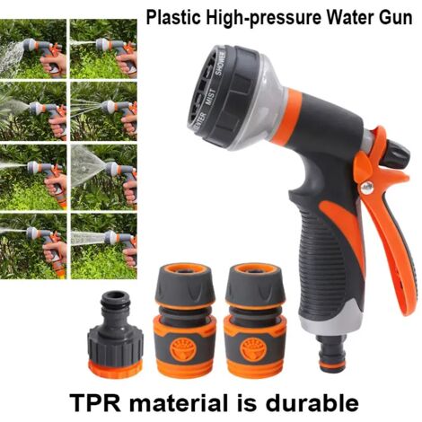 (1 pistolet à eau) Pulvérisateur haute pression 8 modes, buse d'arrosage réglable, pistolet à eau pour l'arrosage du jardin, le lavage et le rinçage de la voiture (1/5)