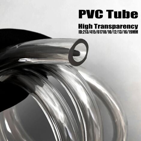 Tube flexible en PVC transparent (diamètre intérieur 12 mm x diamètre extérieur 16 mm) pour arrosage de jardin, lavage de voiture, aquarium et pompe à eau.